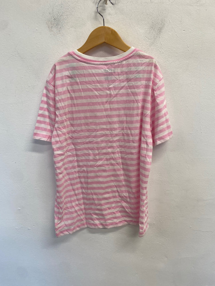 Classic Polo Ralph Lauren T-Shirt Age 10-12 Pink striped oversized BB001