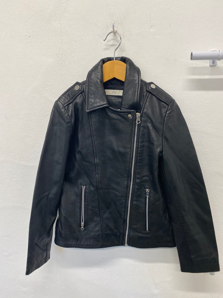Classic Mango Leather Jacket Age 9-10 Black Girls classic BB001