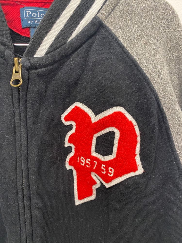 Classic Polo Ralph Lauren Varsity Jacket Age 10-12 Black Grey baseball BB001