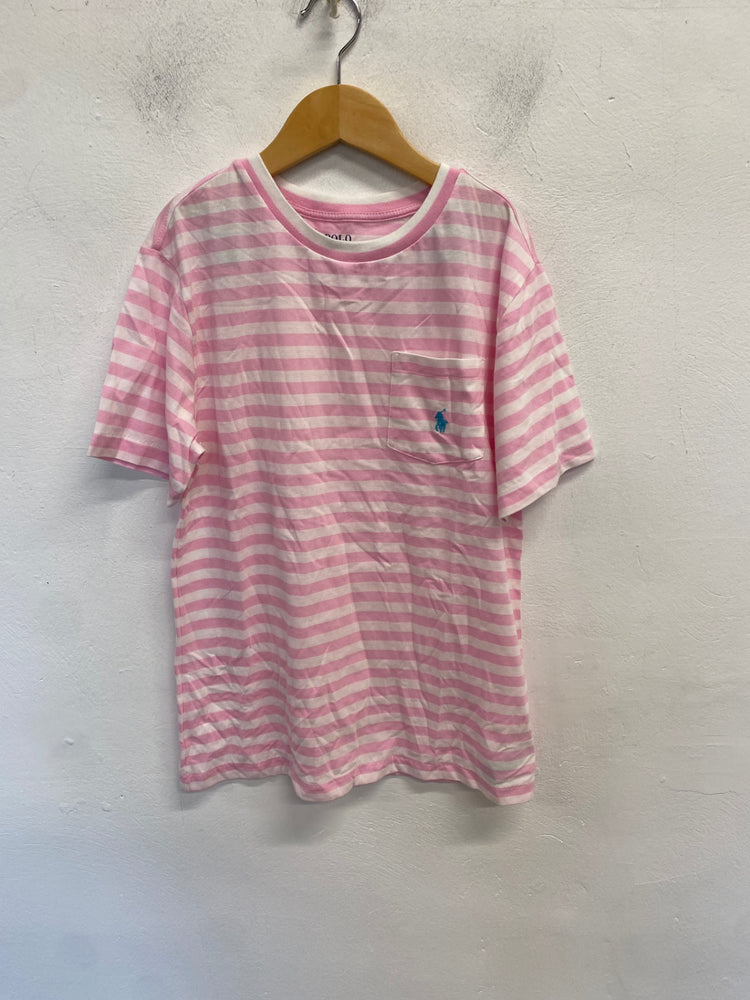 Classic Polo Ralph Lauren T-Shirt Age 10-12 Pink striped oversized BB001