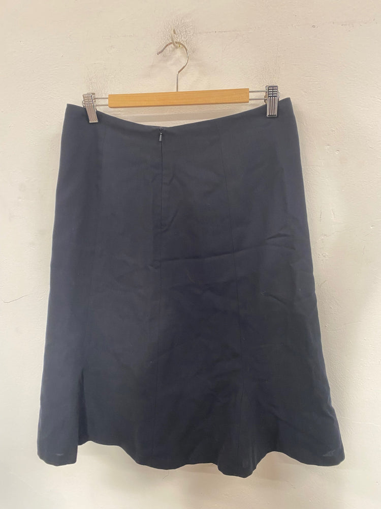 Classic Lk Bennett Skirt UK12 Navy Blue flared HM001