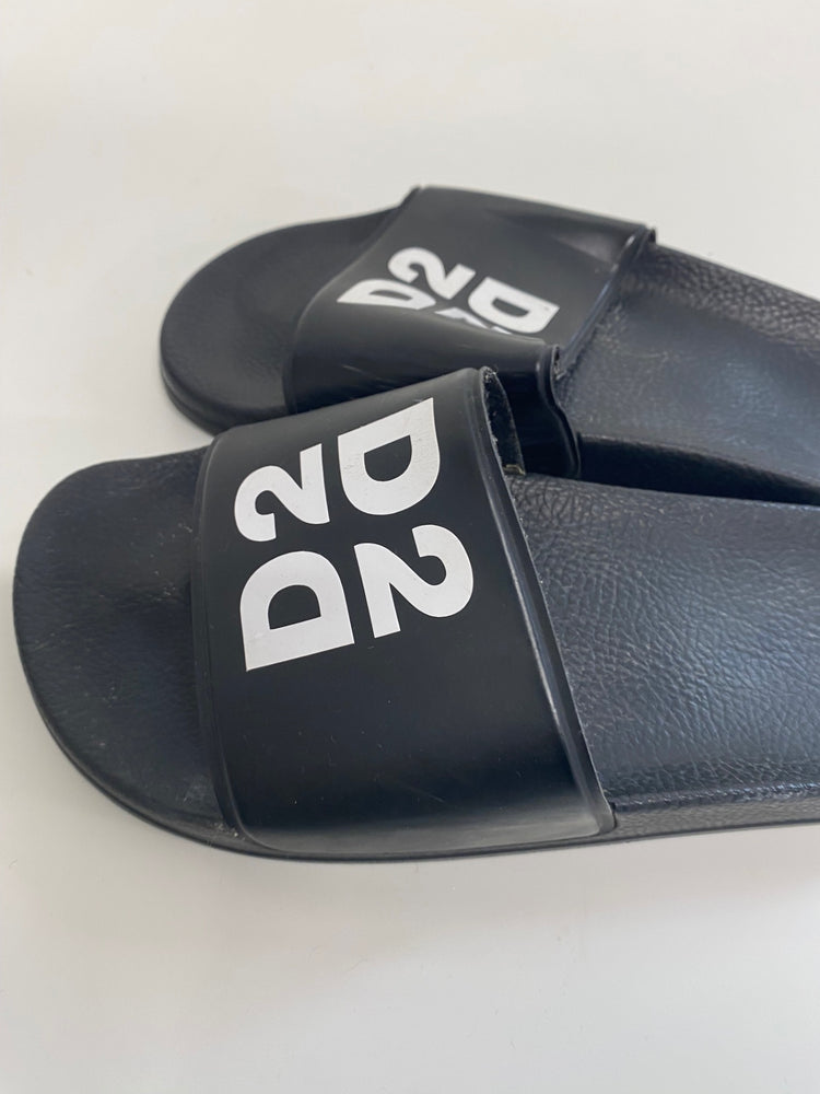 Classic DSQUARED2 Sliders uk4 Black kids BB001