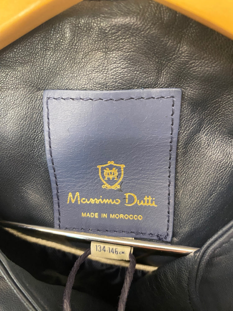 Classic Massimo Dutti Leather jacket Age 9-10 Navy Blue BB001