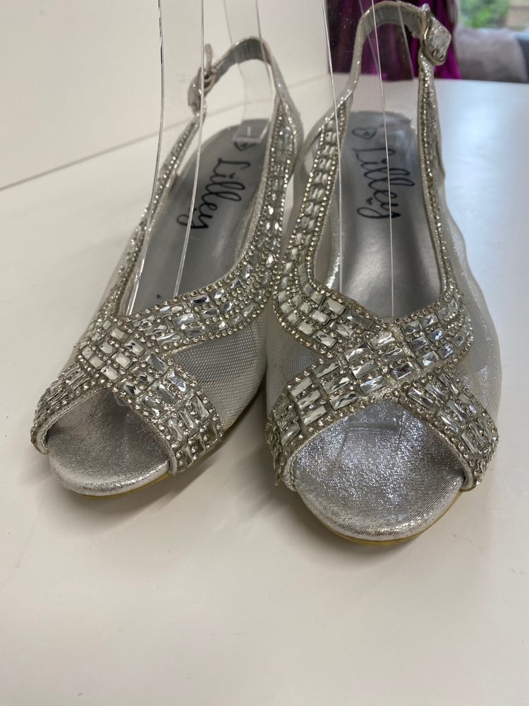 Classic Lilley Occasion Heels UK4 Silver Diamante party Wedding BT001