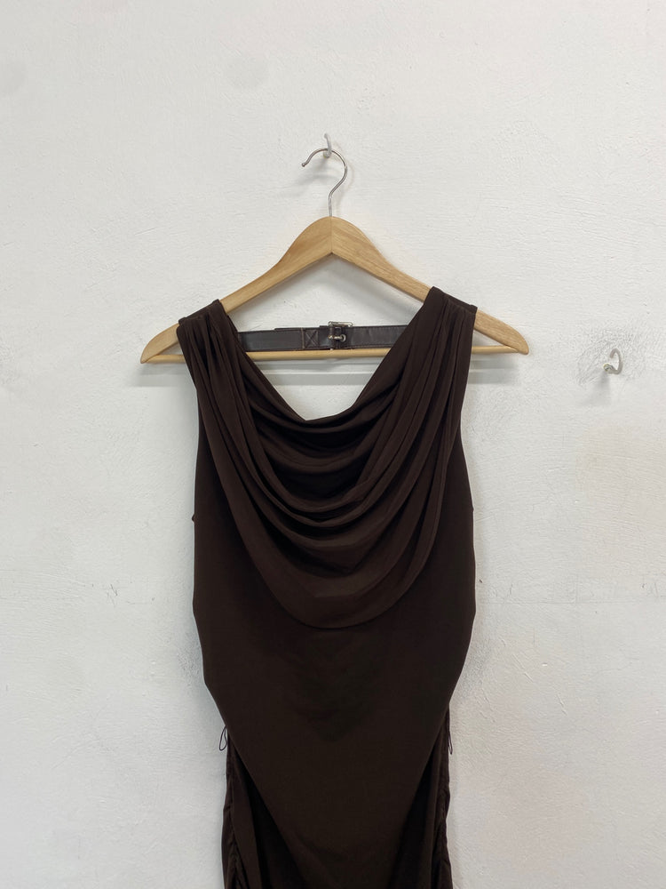 Classic Michael Kors Dress UK XS Brown cowl neck JB006
