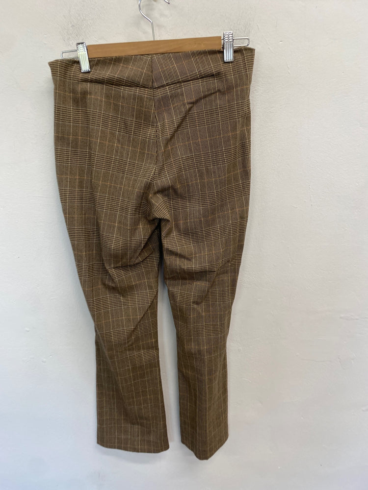 Classic Zara Tailored trousers UK S Brown checked office JB006