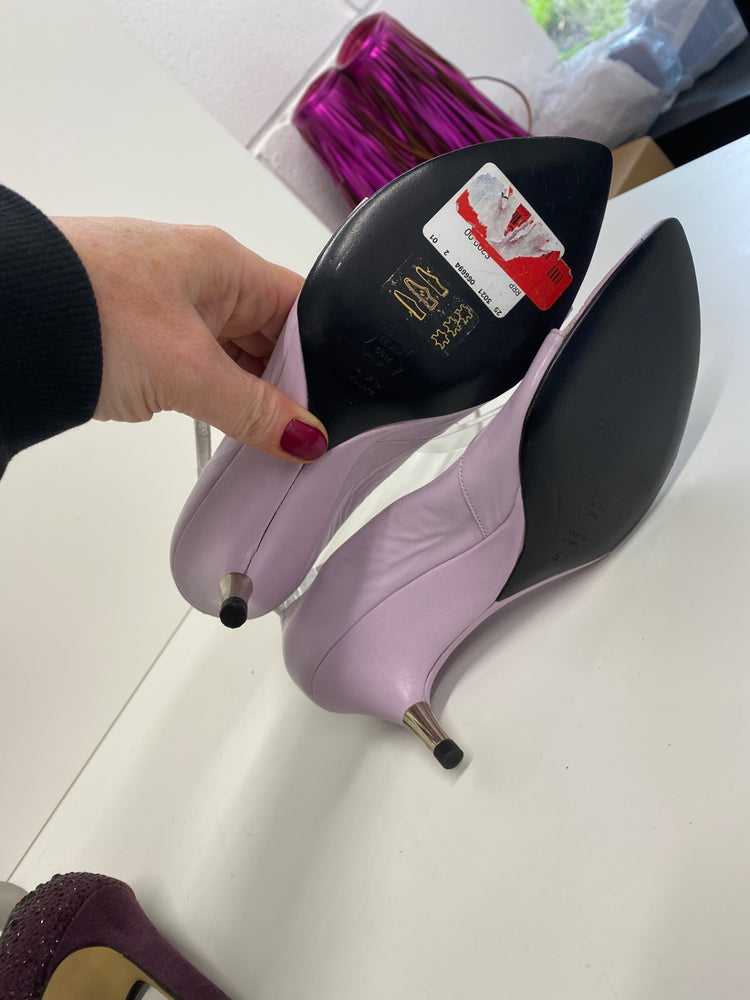 Classic Vintage Charles Jourdan High-heeled shoes Uk5 Lavender ankle strap BT001