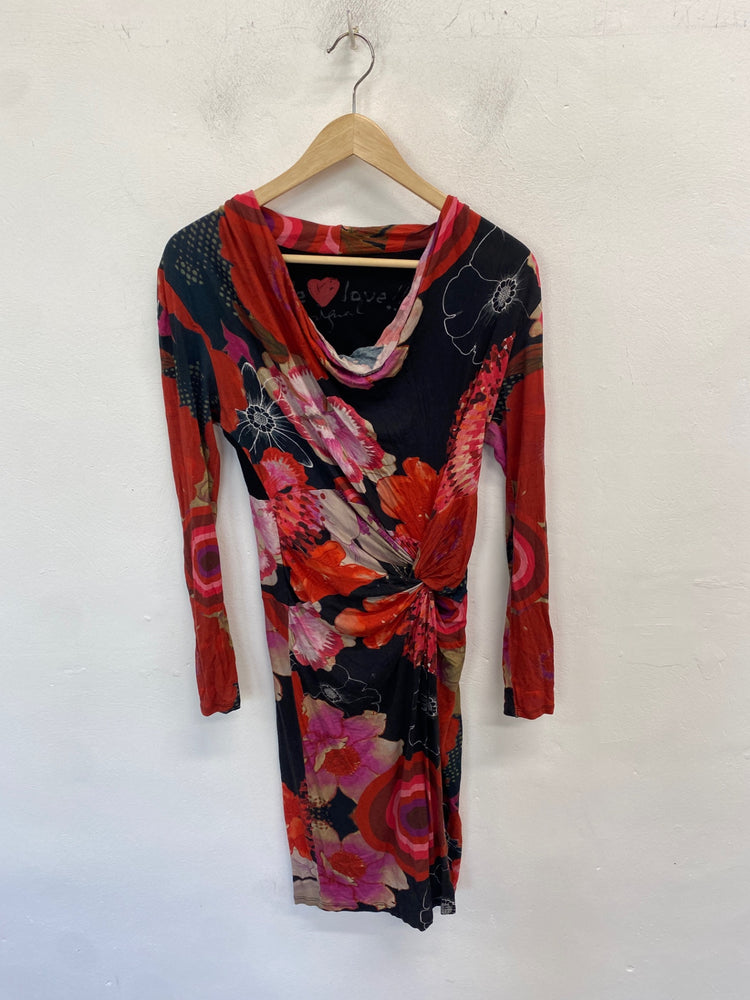 Classic Desigual Dress UK XS Multicolor floral cowl neck JB006