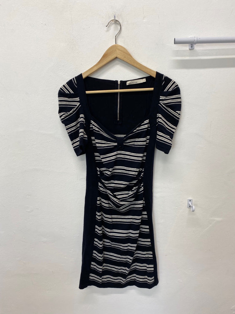 Classic Karen Millen Striped knit dress UK6 Black & white JB006