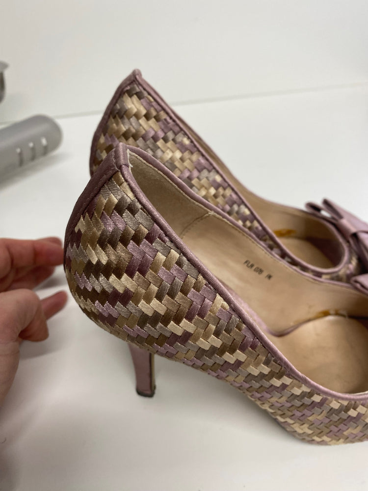 Classic Lunar Elegance Peeptoe Shoes UK4 Blush Pink lilac bow BT001