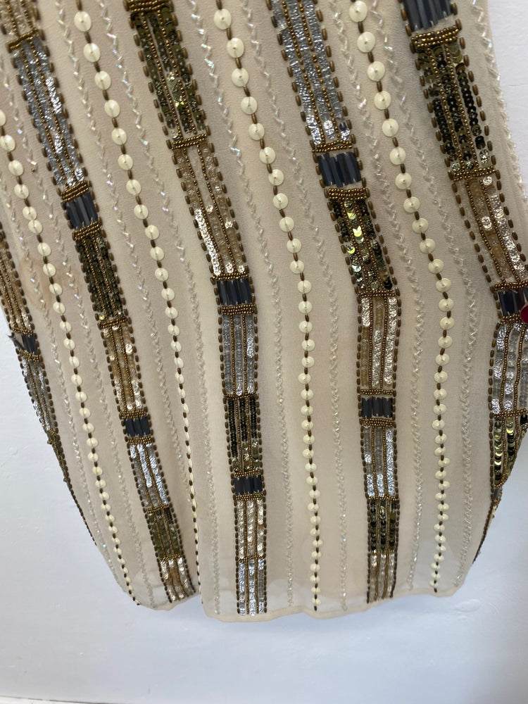 Fabulous 1920’s vintage vibes Dress UK10 Beige & Gold JB006