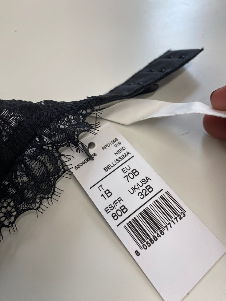 Classic Intimissimi Lingerie 32B Black underwired bra New JB006