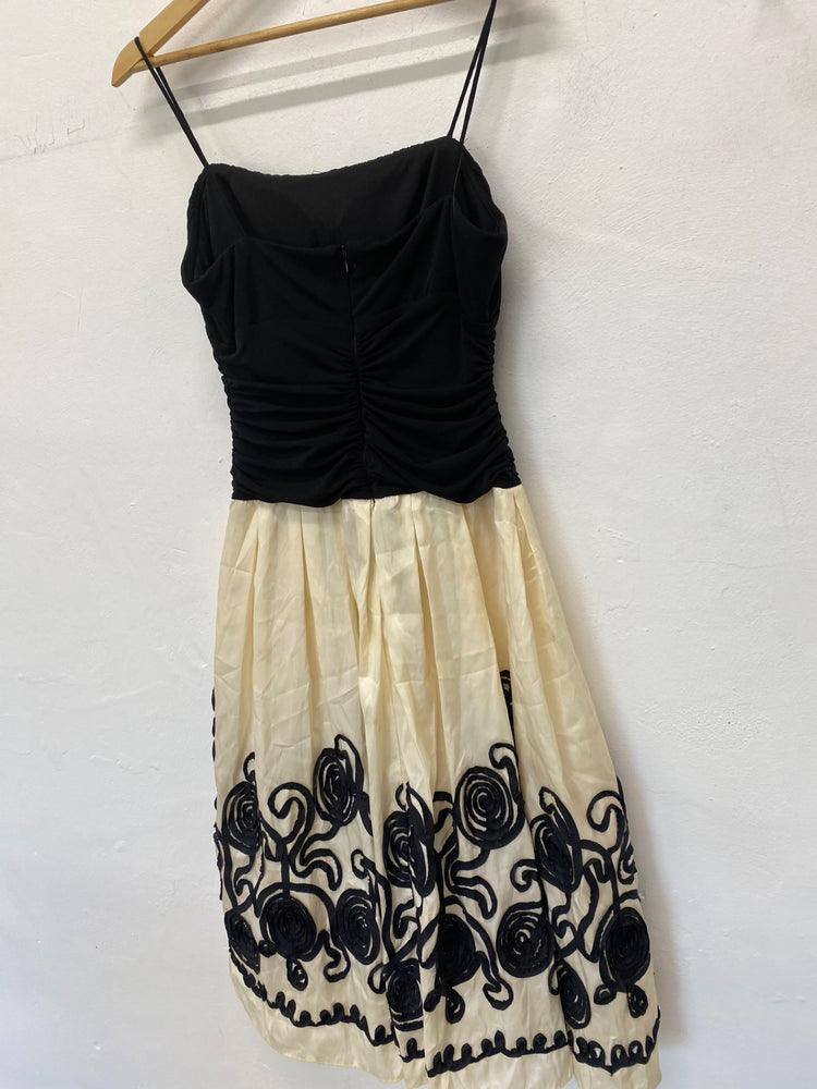 Fabulous S I Fashions Evening Dress UK10 Black and Cream TC002