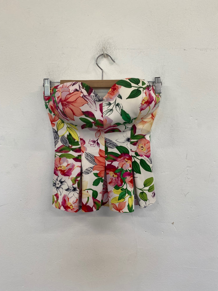 Classic Guess Strapless Top UK S Multicolour Floral JB006