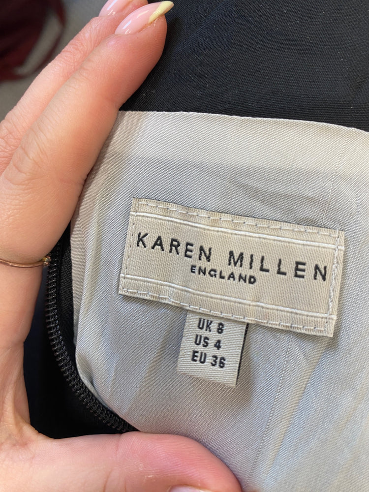 Classic Karen Millen Dress UK8 grey roses Pencil JB006