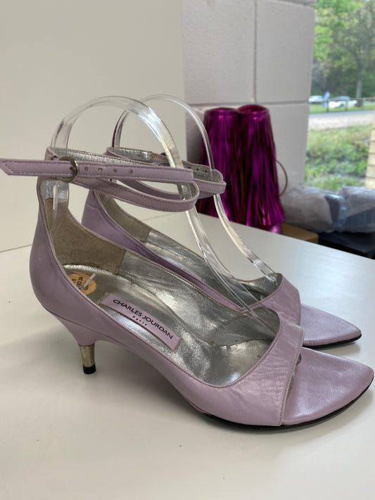 Classic Vintage Charles Jourdan High-heeled shoes Uk5 Lavender ankle strap BT001