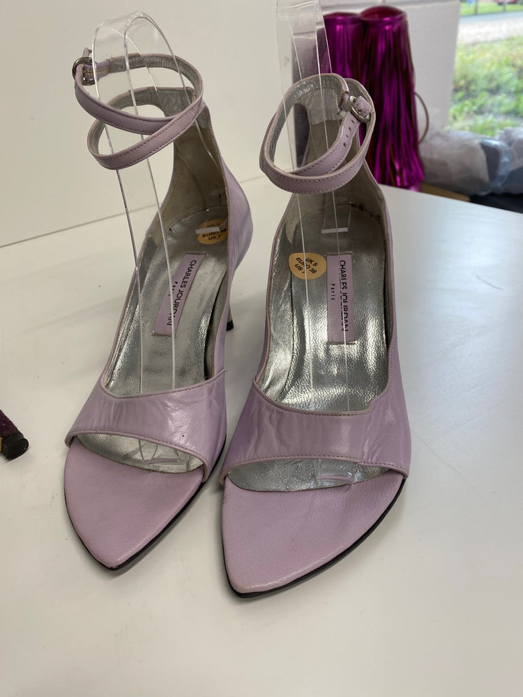 Classic Vintage Charles Jourdan High-heeled shoes Uk5 Lavender ankle strap BT001