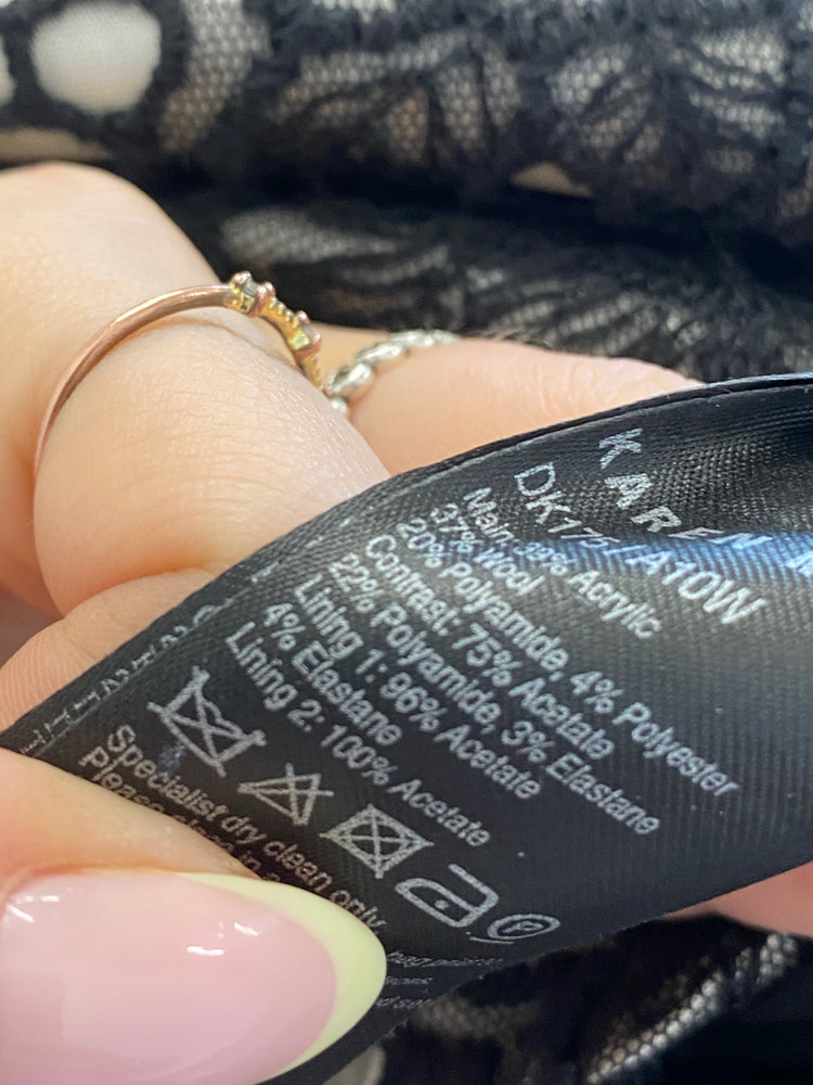 Classic Karen Millen Dress UK8 Black boderie JB006