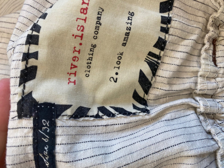 Boho Chic River Island Pinafore Dress UK6 Beige & Brown Stripe JB006