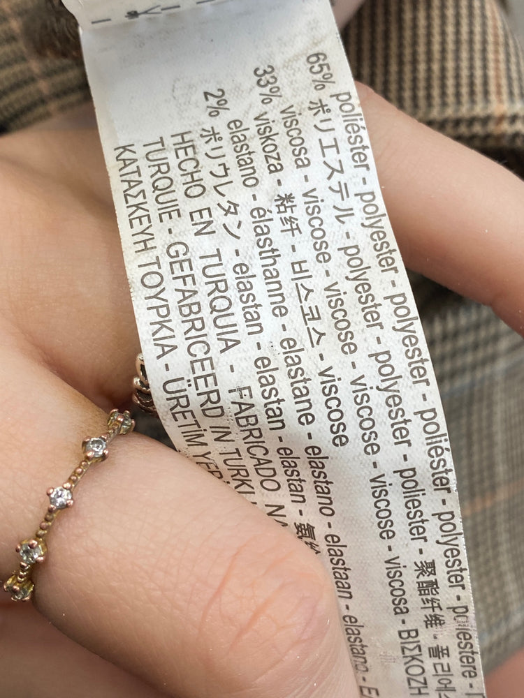 Classic Zara Tailored trousers UK S Brown checked office JB006