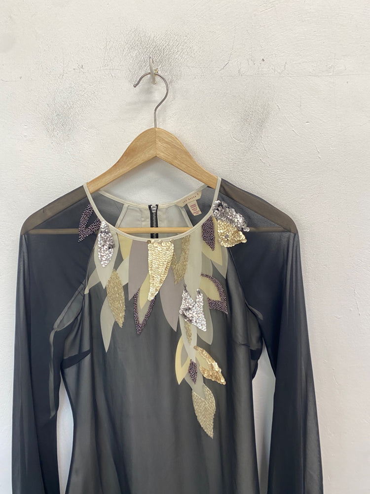 Classic Ted Baker Dress UK4 Black and Gold formal JB006