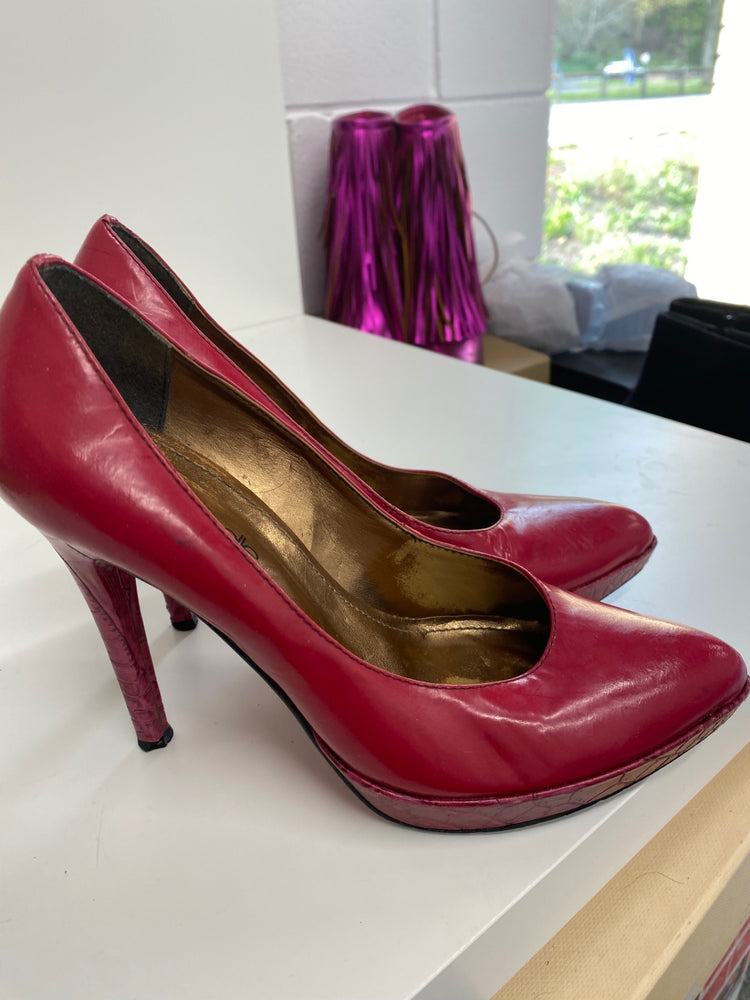 Classic Moda In Pelle High Heels UK4 Red pink Vintage BT001