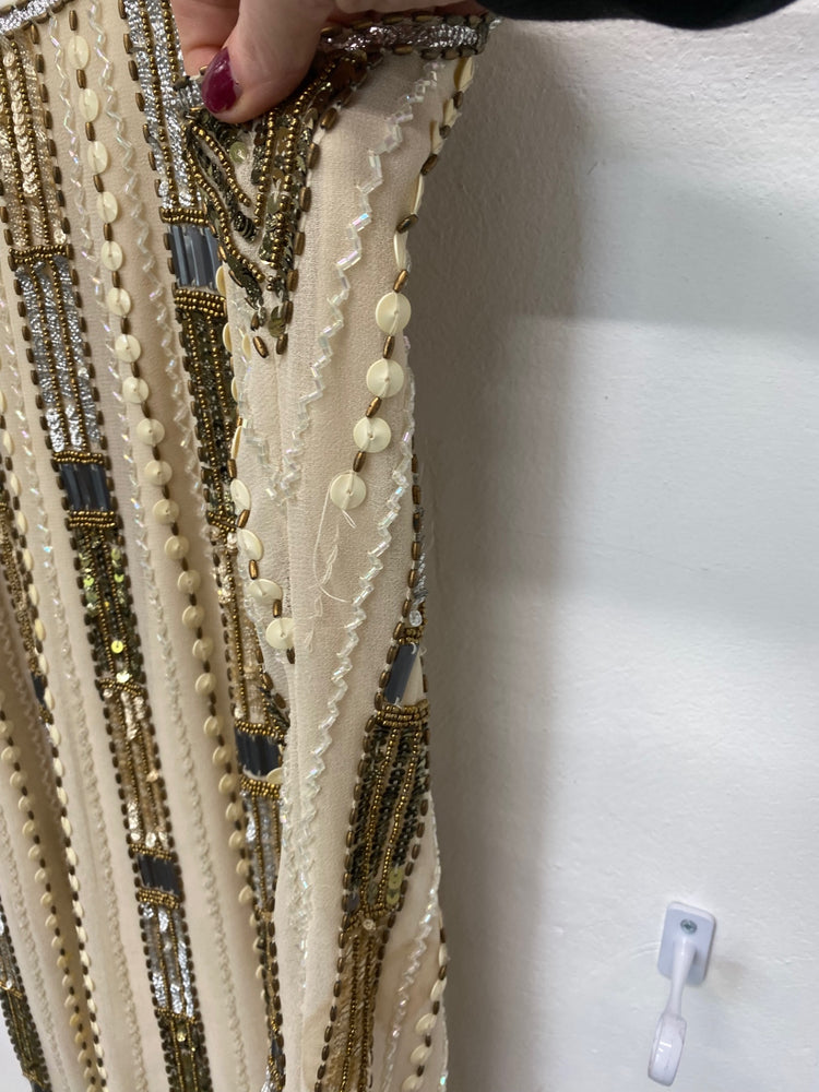 Fabulous 1920’s vintage vibes Dress UK10 Beige & Gold JB006