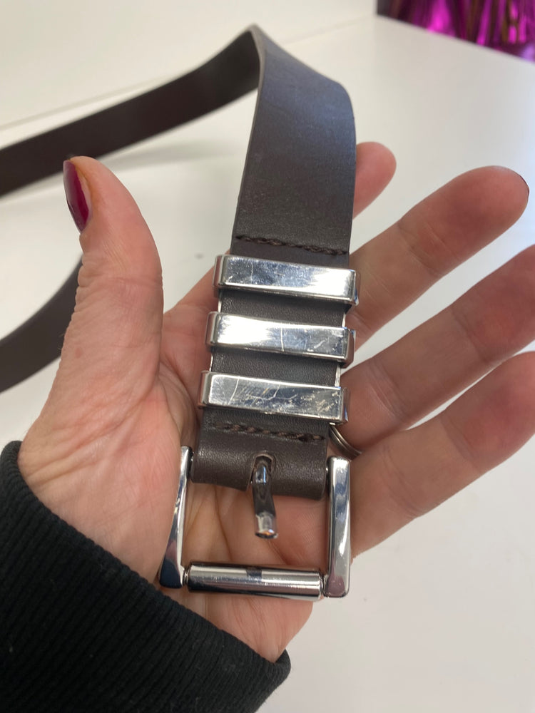 Classic Michael Kors Belt UK XS Brown leather silver hardware JB006