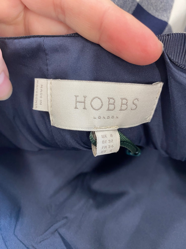 Classic HOBBS Skirt UK6 Navy & Cream Check JB006