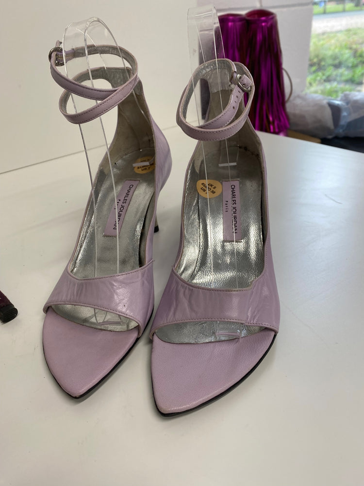 Classic Vintage Charles Jourdan High-heeled shoes Uk5 Lavender ankle strap BT001