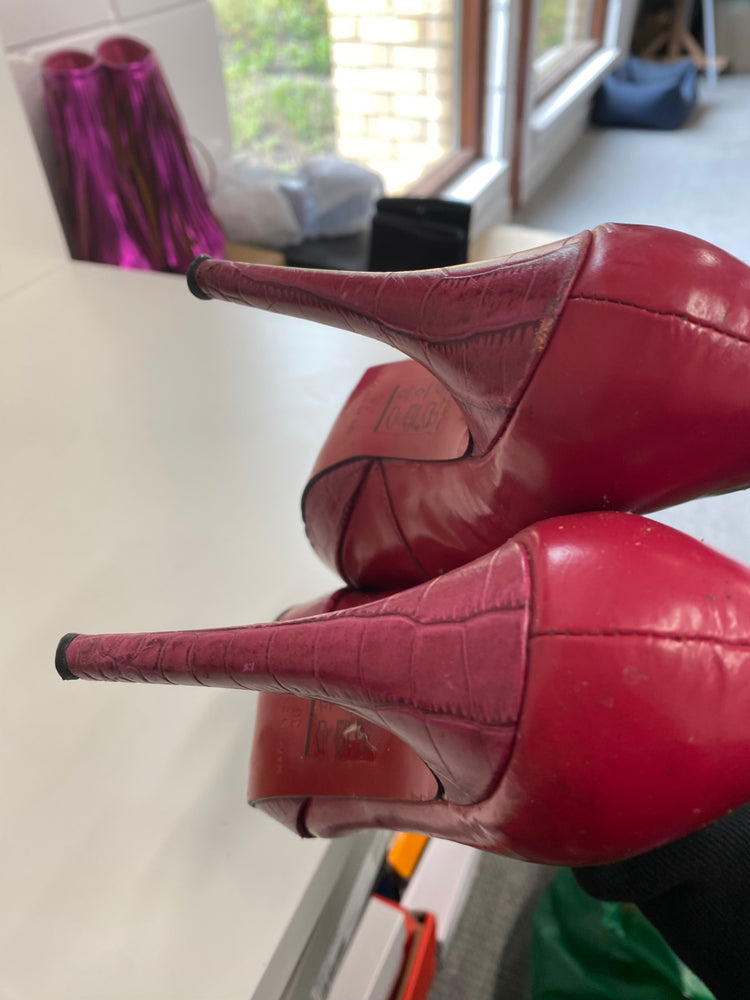 Classic Moda In Pelle High Heels UK4 Red pink Vintage BT001