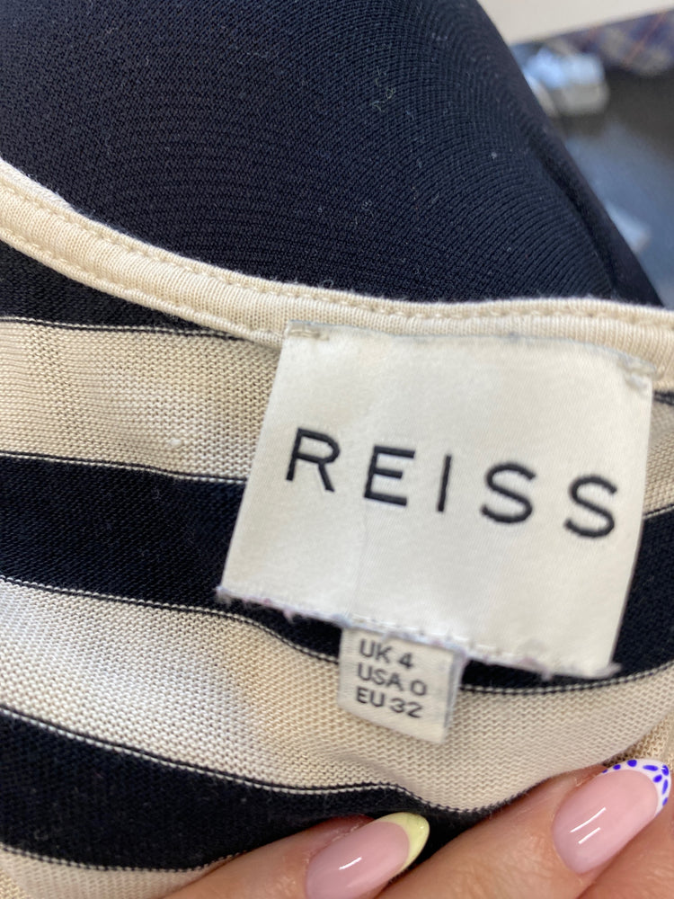 Classic Reiss Dress UK4 Black striped casual JB006