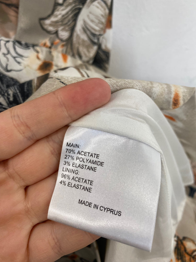 Classic Karen Millen Midi Skirt UK8 Beige Multi Floral JB006