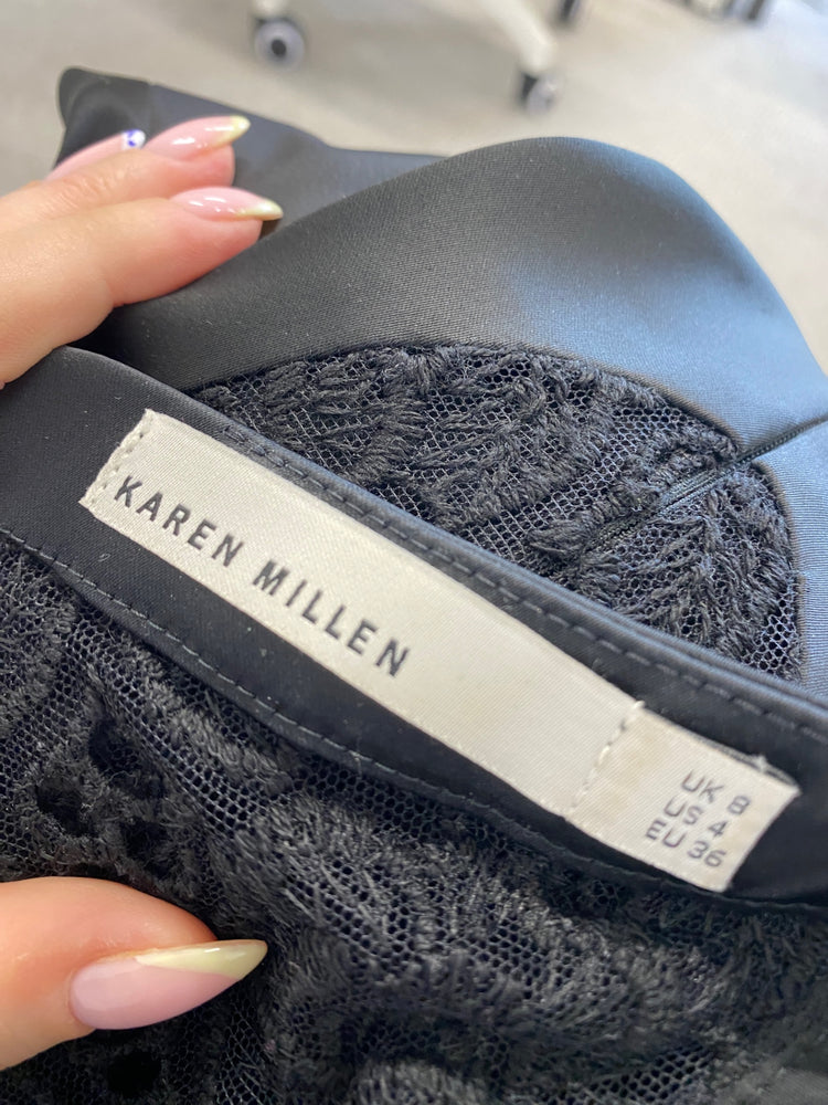 Classic Karen Millen Dress UK8 Black boderie JB006