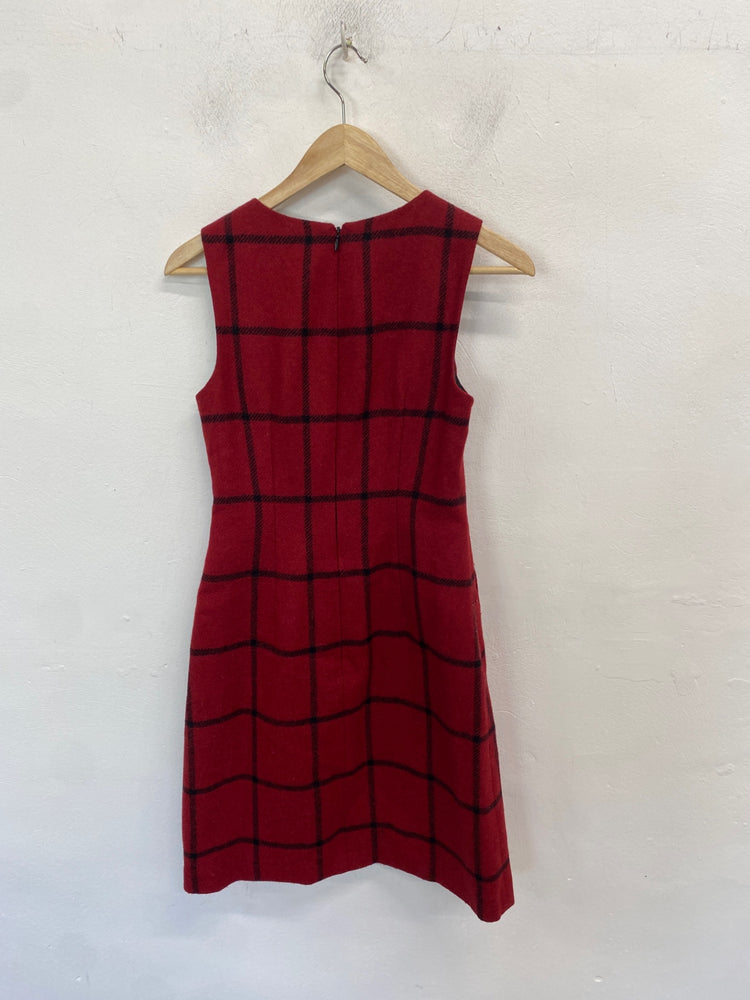 Classic HOBBS Midi Dress Uk 6 Red black checked JB006