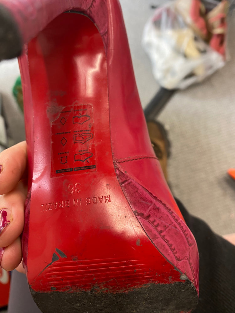 Classic Moda In Pelle High Heels UK4 Red pink Vintage BT001