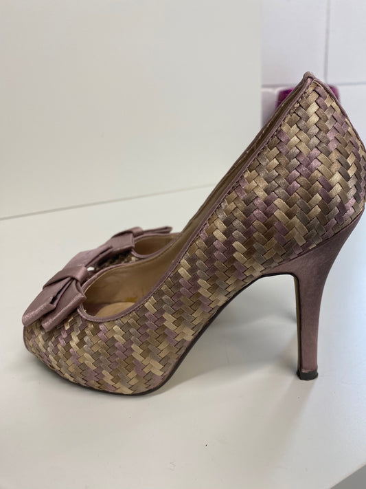 Classic Lunar Elegance Peeptoe Shoes UK4 Blush Pink lilac bow BT001