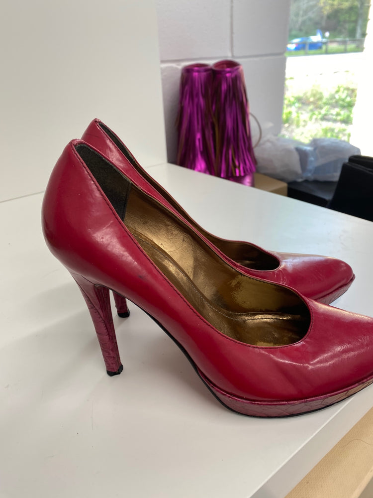 Classic Moda In Pelle High Heels UK4 Red pink Vintage BT001