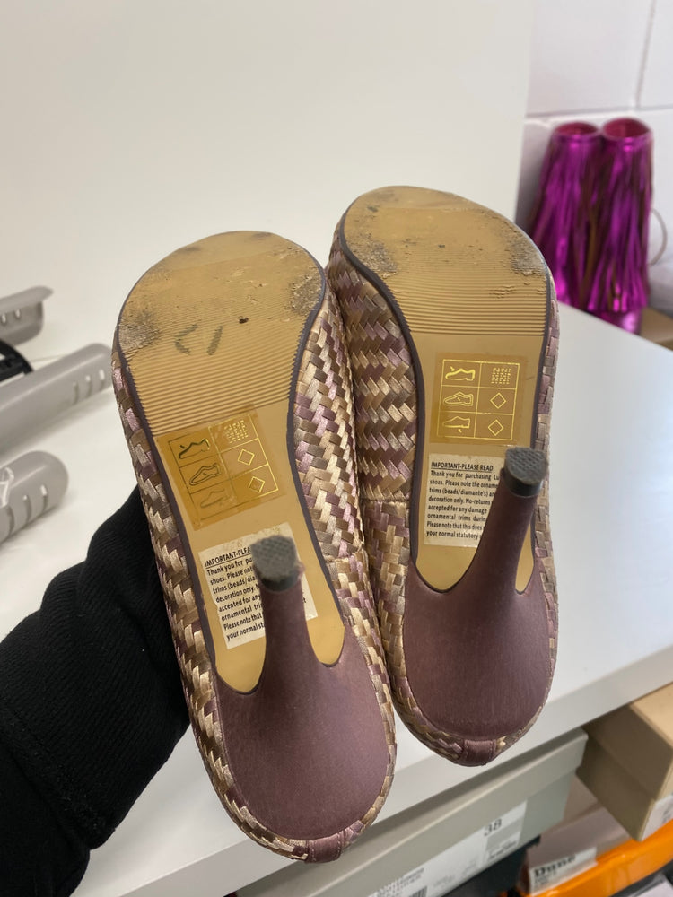 Classic Lunar Elegance Peeptoe Shoes UK4 Blush Pink lilac bow BT001