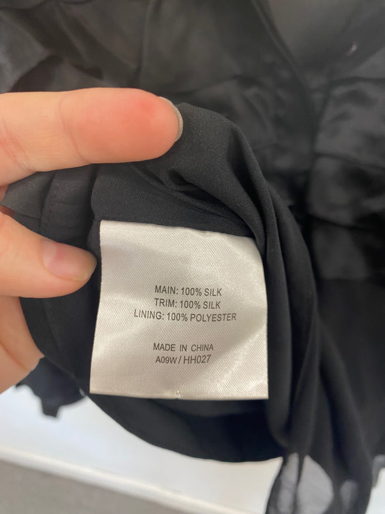 Classic Karen Millen Tiered Sheer Blouse UK8 Black JB006