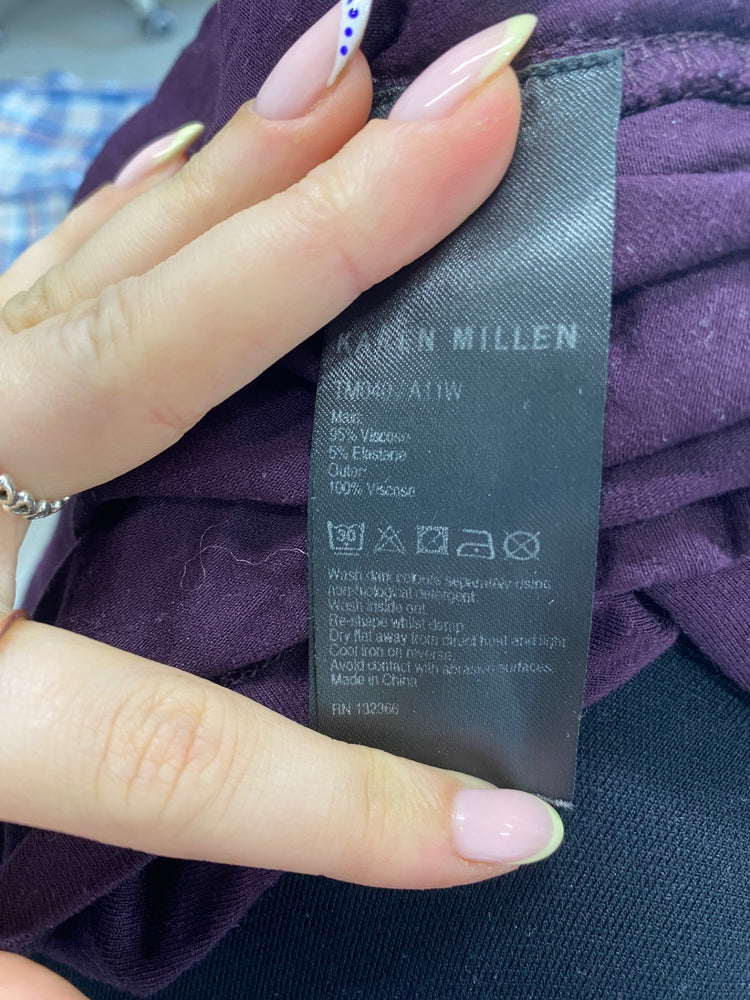 Classic Karen Millen Top UK8 Dark Purple ruched JB006