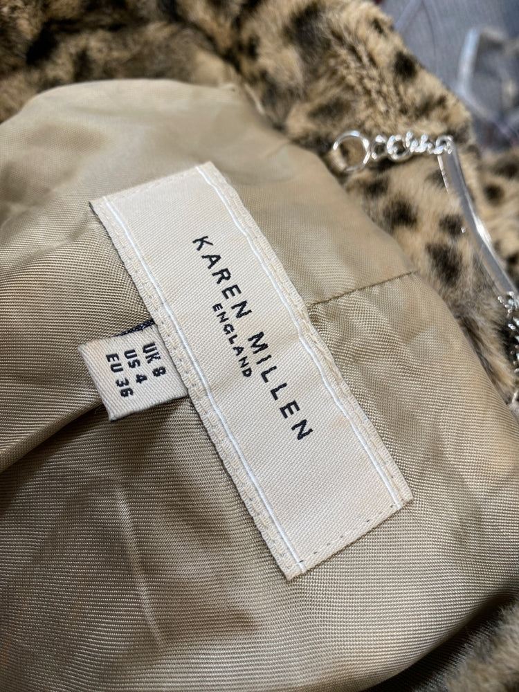 Classic Karen Millen Faux fur jacket UK8 Leopard print JB006