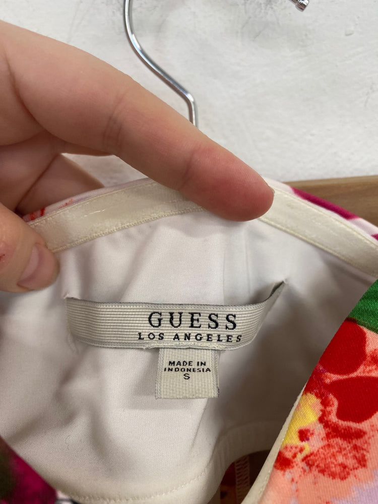 Classic Guess Strapless Top UK S Multicolour Floral JB006