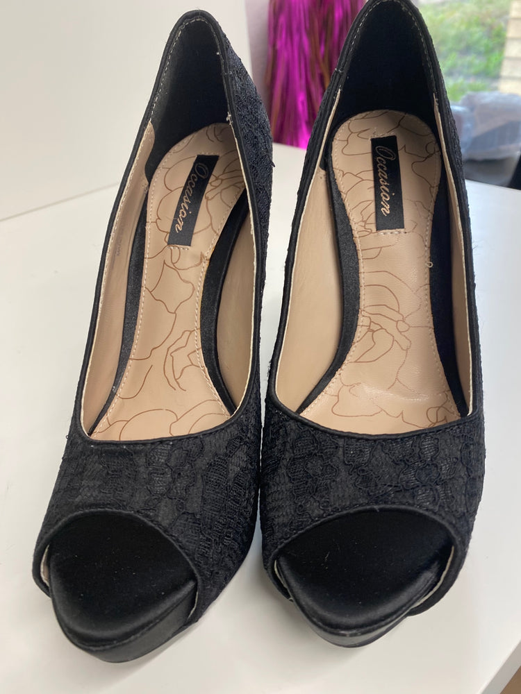 Classic Next High Heels UK3.5 Black lace occasion events stilletos BT001