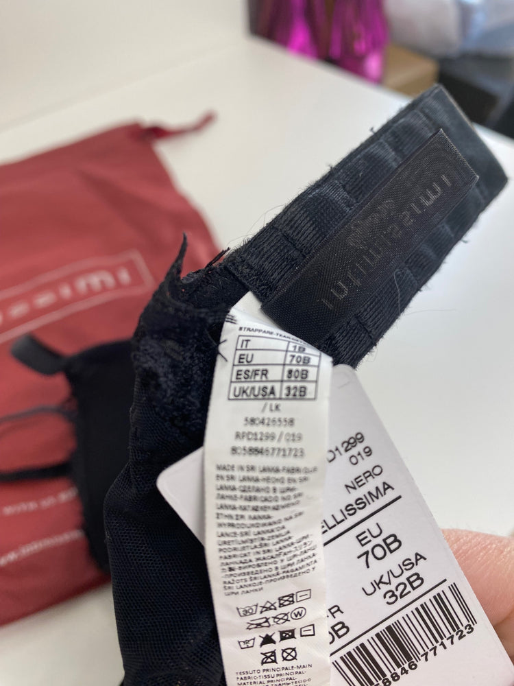 Classic Intimissimi Lingerie 32B Black underwired bra New JB006