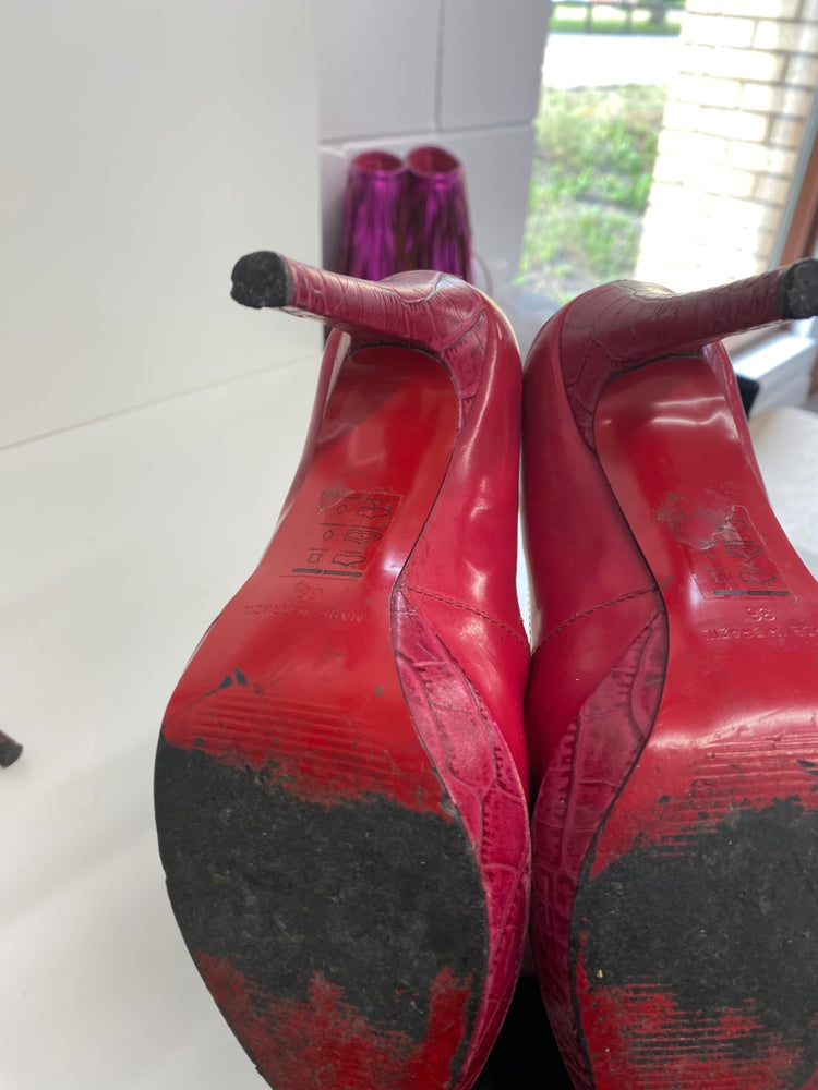 Classic Moda In Pelle High Heels UK4 Red pink Vintage BT001