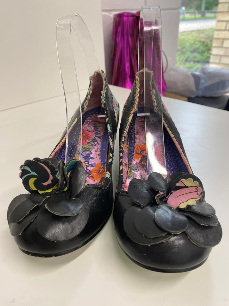 Classic Irregular Choice kitten heels UK3.5 Black Floral BT001