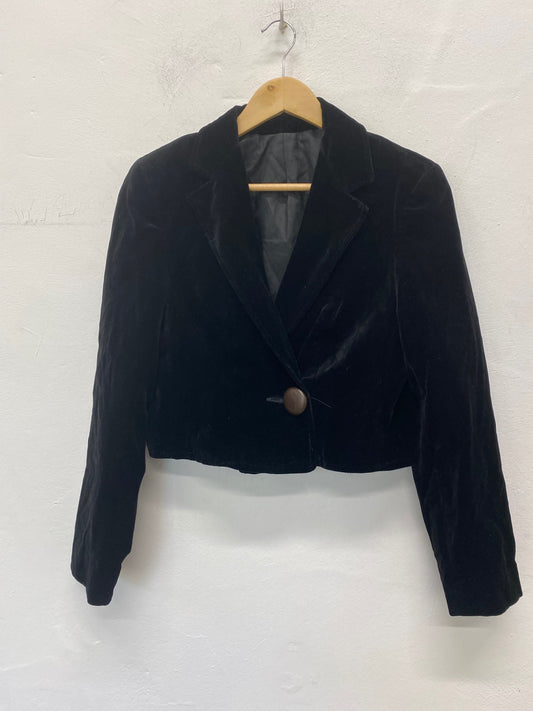 Fabulous Vintage St Michael’s cropped Blazer Uk14 Black 1980’s TC002