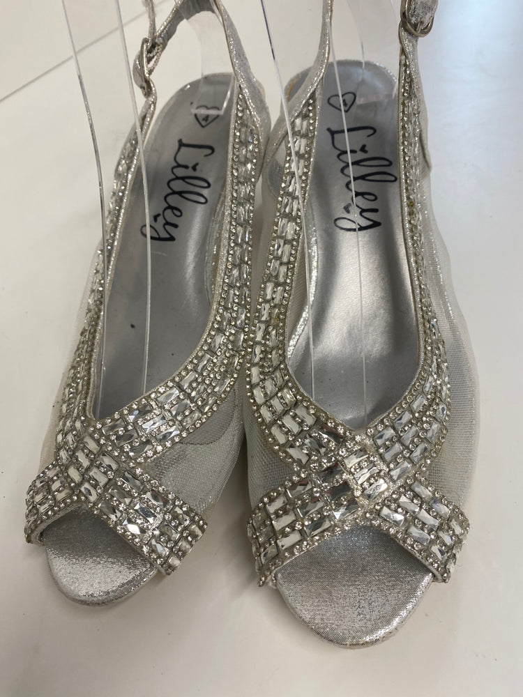 Classic Lilley Occasion Heels UK4 Silver Diamante party Wedding BT001