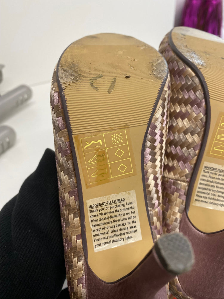 Classic Lunar Elegance Peeptoe Shoes UK4 Blush Pink lilac bow BT001